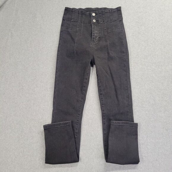 We The Free Womens Black Denim‎ Jeans Skinny Ankle Wide Waist Hi-Rise Stretch 27 - Picture 1 of 13